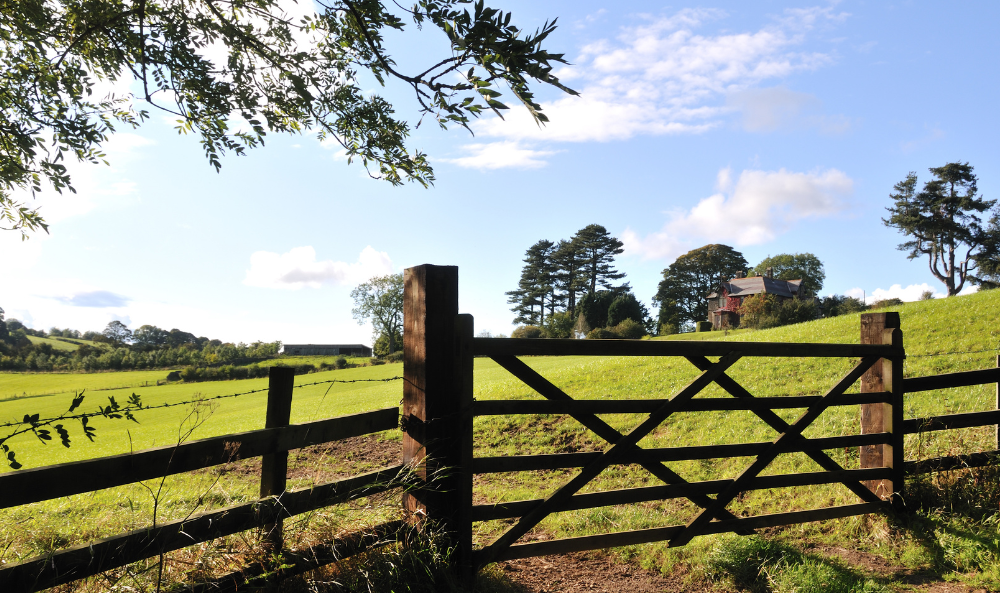 WILL PLANNING REFORMS HELP RURAL COMMUNITIES TO THRIVE- image of a farm field and farm house through a wooden fence