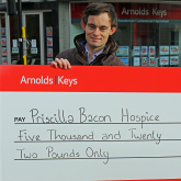 Nick Williams of Arnolds Keys with the Priscilla Bacon Hospice donation web