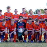 AFC Aylsham U15s team with Katie Mountain from sponsor Arnolds Keys web