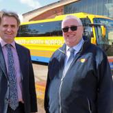 Guy Gowing of Arnolds Keys left and Charles Sanders of Sanders Coaches at the firms new Bessemer Road depot 500px