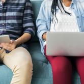 couple searching online web