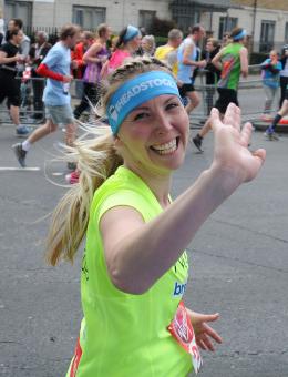 Natalie Roebuck at mile 21 of the London Marathon