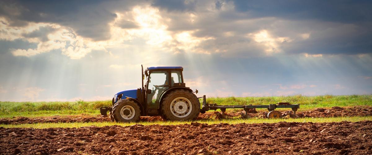 tractor ploughing field