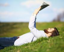 man reading newspaper